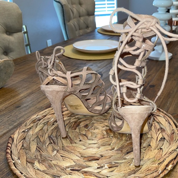 Liliana Nude Lace up Heels - Picture 3 of 4